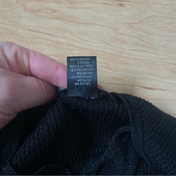 |August Silk| Black Metallic Silk Blend Cardigan in Woman’s XL - Picture 6 of 8